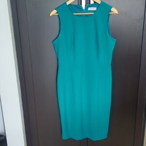 Calvin Klein Turquoise Midi Shift Dress - Size 8 Good Condition